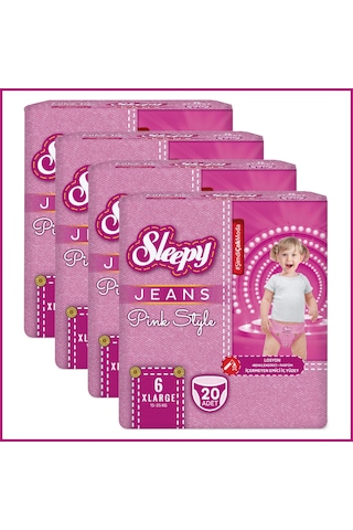 Sleepy Pink Jeans Külot Bez 6 Numara Xlarge 4 Lü Jumbo 80 Adet