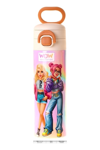 Wow Generation 520 Ml Sound Baskılı Çok Renkli Kız Çocuk Çelik Termos Matara Çift İçim Kilitli Kapak - W6067