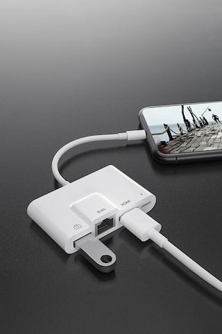 Hdmı İnternet Usb Çoklayıcı Lightning Girişli Şarj İle Kullanıma Uygun Adaptör Çoklayıcı Port
