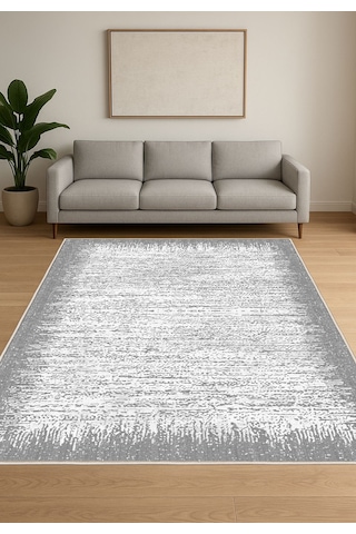 Gri Dijital Baskı Halı Kaymaz Tabanlı Yıkanabilir Halı Yolluk Salon Halısı122