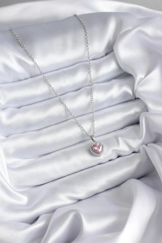 Çelik Mavi Kristal Kalp Kolye Silver Okyanusun Kalbi Pembe Çok renkli