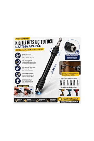 Profesyonel Manyetik Vidalama Bits Uç Tutucu Kilitli Uzatma Aparatı 12.65 Cm Matkap Ucu Uzatıcı 0.4mm