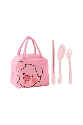 Karikatür Domuz Öğle Yemeği Çantası Sevimli Öğle Yemeği Çantası Taşınabilir Öğle Yemeği Kutusu Büyük Öğle Yemeği Çantası Su Geçirmez Yalıtımlı Öğle Yemeği Çantası Diğer