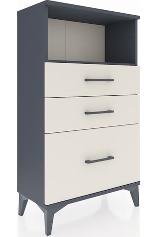 Arges Komodin Tek Raflı 3 Çekmeceli 60x30x106 Antrasit-aytaşı Antrasit