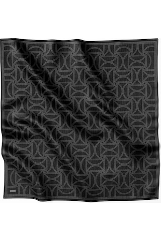 BELLİ Geometrik Desen İpek Twill Eşarp 4221d01 Siyah