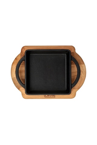 Lava Sahan Kare Siyah Mat Ahşap Stand 12 X 12 Cm Eco Gümüş