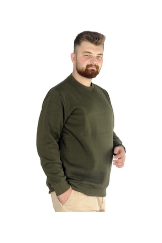 Mode Xl Erkek Sweatshirt Bisiklet Yaka Basic 20131 Haki 001