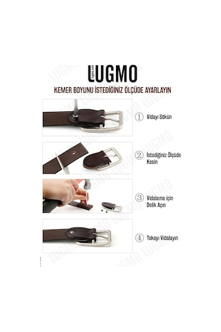 Lugmo Hakiki 100% Deri Erkek Kemer Bordo 4,5 Cm Bordo