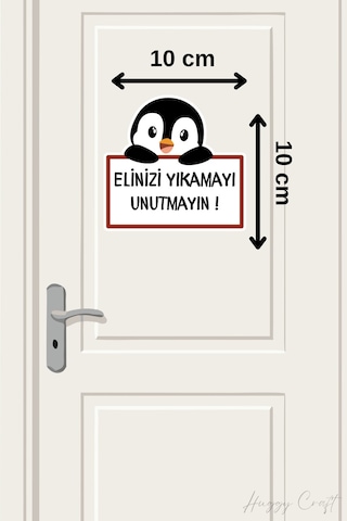 Sevimli Pengu Sticker Ellerinizi Yıkamayı Unutmayın Etiketi Standart