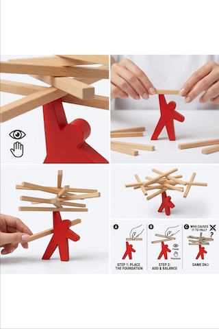 Ahşap Denge Oyunu Denge Çubukları Çocuk Eğlenceli Grup Oyunu Montessori Oyuncak