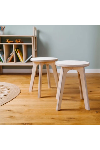 Woodesk Ihlamur, Ahşap Tabure, 32x41 Cm 1 Adet Natural Renk