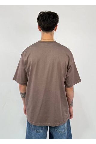 Zaee Nomad Nakışlı Premium Oversize Tişört Kahverengi