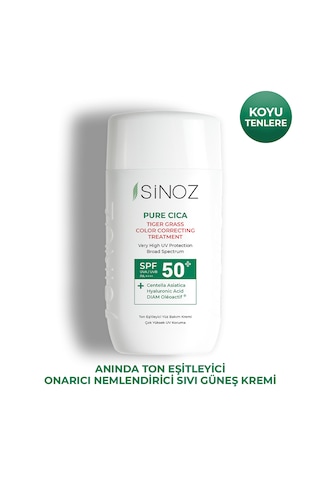 Sinoz SPF50+ Pure Cica Ton Eşitleyici Yüz Bakım Kremi - Yeni Nesil Mineral Güneş Filtresi