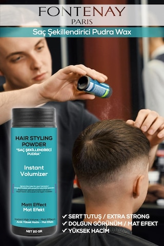 Fontenay Saç Şekillendirici Pudra Toz Wax Matt Effect Mavi + Şekil Tarağı + 400ml Saç Spreyi 3'lü Set