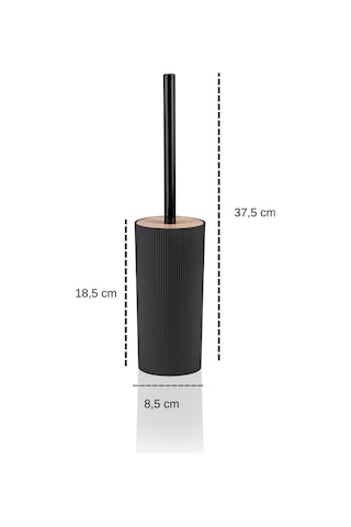 İndecor Houseware Liza 2'li Banyo Seti - Çöp Kovası Wc Fırçası Modern Tasarım - Beyaz Siyah