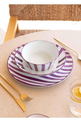 The Mia Joy Yemek Takımı 6 Kişilik 24 Parça Mor 2401 Çok Renkli