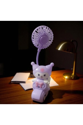 Kuromi Masa Lambası Mini Fan Kalemtraş Mini Vantilatör Usb Şarjlı