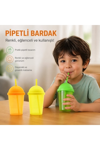 Büro Ev Ofis Hediyesi İçin 450ml Şeffa Plastik Pipetli Bardak Diğer