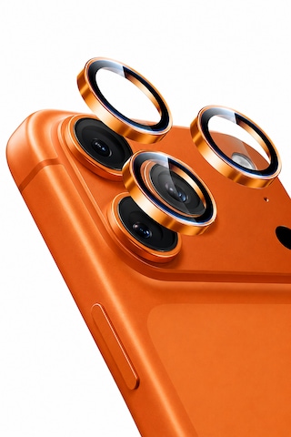 Apple iPhone 17 Pro / 17 Pro Max Uyumlu Kamera Lens Koruyucu Kozmik Turuncu