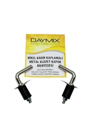 Daymıx Nikel Krom Kaplamalı Metal Klozet Kapak Menteşesi, Üstten Sıkmalı, Delikli Klozet Taşlarına Uyumlu Açık Ahşap