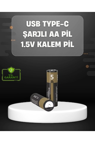 Usb Type-c Girişli Şarjlı Aa Lityum Pil 1.5v Sabit Çıkış 3200mwh 2'li Paket 01661002