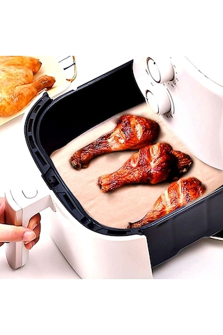 50 Adet Air Fryer Pişirme Kağıdı Tek Kullanımlık Yağ Su Geçirmez Yapışmaz Deliksiz Düz Kare Model 11