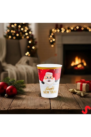 Yılbaşı Noel Baba Karton Bardak - 8 Adet