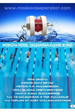 Moskova Havuz Kulvar Seperatör 25mt Yarı Olimpik Set Çok Renkli