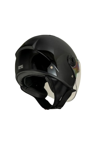 Air Çenesiz Kask Parlak Siyah Ece Belgeli Parlak Siyah Parlak Siyah