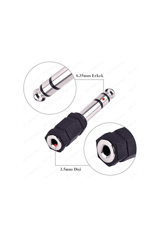 6.35mm Erkek - 3.5mm Dişi Stereo Kulaklık Ses Adaptörü Çevirici