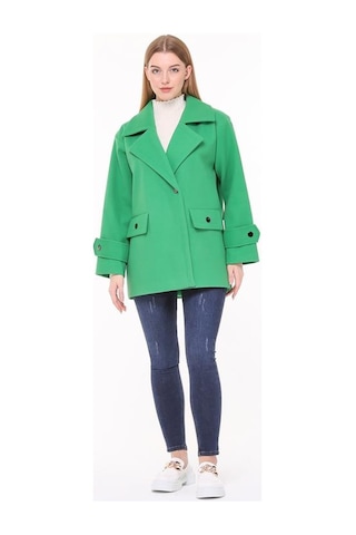 Neşeli Butik Kadın Kısa Yün Kaşe Kaban Nbpltn04 - Benetton Yeşili Yeşil