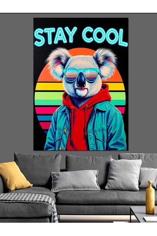 Gözlüklü Havalı Koala Posteri Dekoratif Kanvas - Mdf Ahşap Tablo