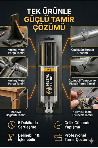 Metal Yapıştırıcı İkiz Şırınga Güçlü Epoksi Tamir Yapıştırıcısı
