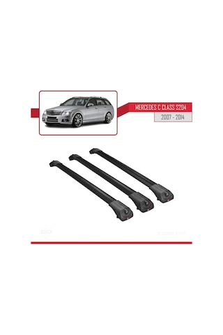 Mercedes C Class S204 2007-2014 Arası İle Uyumlu Ace-1 Ara Atkı Tavan Barı Siyah 3 Adet Bar