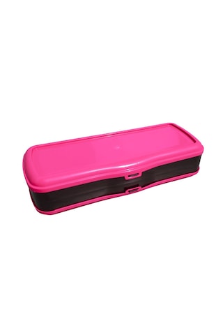 Plastik Çift Bölmeli Fonksiyonel Kalemlik Kalem Kutusu Pembe