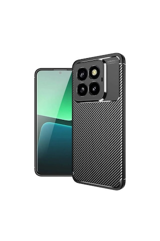 Xiaomi 14t Pro Kılıf Lens Karbon Tasarım Korumalı Silikon Kapak