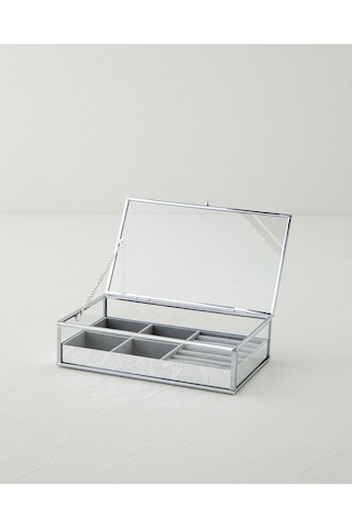 English Home Tano Cam Takı Kutusu 21x12x5,5 Cm Silver