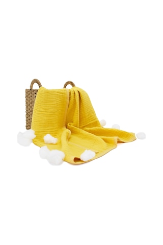 Ezh Pamuklu 4 Kat Müslin Bebek Battaniyesi 120 X 110 Cm Sarı