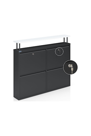 Ceha Kilitli Tablalı 4'lü Metal Ayakkabılık - Siyah K.AYK-2.4/B/P 9005/KL