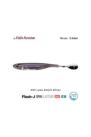 Fish Arrow Flash J Spin Elastomer 10cm 4'' 03 Lake Smelt Silver Silikon Balık 3 Adet