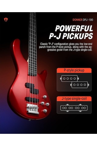Donner Dpj-100 Pj-style Bas Gitar Kırmızı