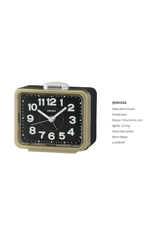 Seiko Qhk062g Sessiz Saniyeli Aydınlatmalı Bell Sesli Alarmlı Masa Saati Çok Renkli