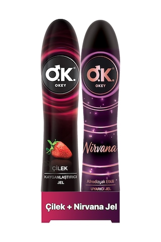 Okey Çilek Kayganlaştırıcı Jel 100 ML + Okey Nirvana Uyarıcı Jel 100 ML