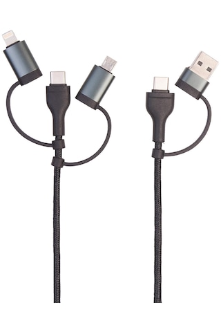 Abatech 6 In 1 Hızlı Şarj Ve Veri Kablosu Usb-a/c Usb-c/micro Usb, 3a/60w