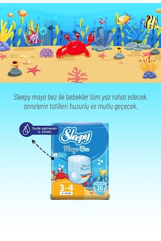Sleepy Mayo Bebek Bezi 3-4 Numara Maxi 120 Adet 6'lı
