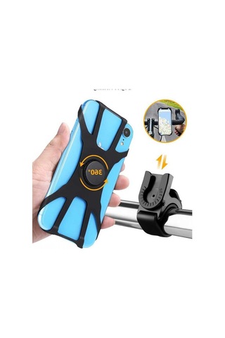 Fortunelane Bisiklet Ve Motosiklet İçin Telefon Tutucu, Navigasyon Destekli, Dışarıda Kullanıma Uygun, 8 Parmaklı Ve Çıkarılabil Siyah