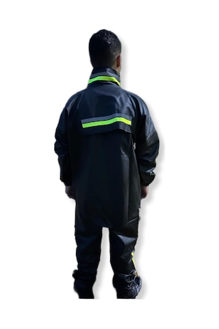 Geborgenheit Reflektörlü Cepli Motorcu Kalın Motosiklet Yağmurluk