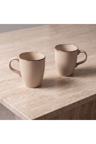 Güral Barista Bej Mat Porselen Kupa Bardak Seti 2li Diğer