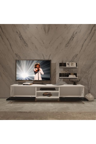 Decoraktiv Eko 4 Mdf Dvd Gold Tv Ünitesi Tv Sehpası Beyaz - Siyah