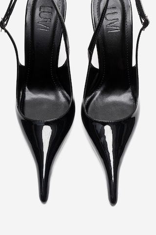 Luvishoes Candy Siyah Rugan Sivri Burunlu Kadın Topuklu Ayakkabı Rugan Siyah